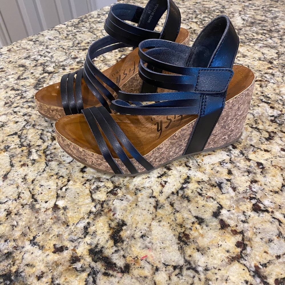 Black Wedge Sandals
